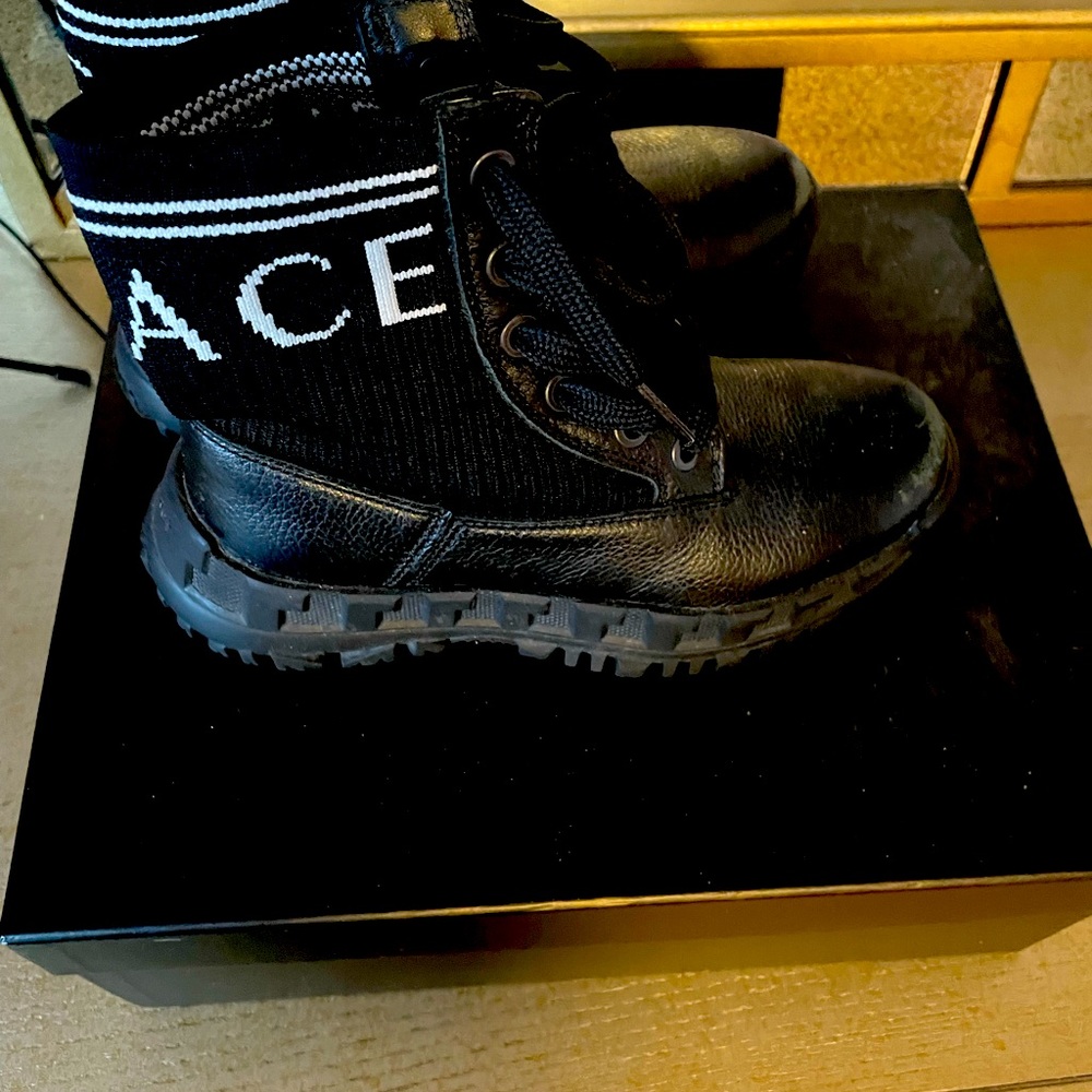 Little girls Black Versace boots.